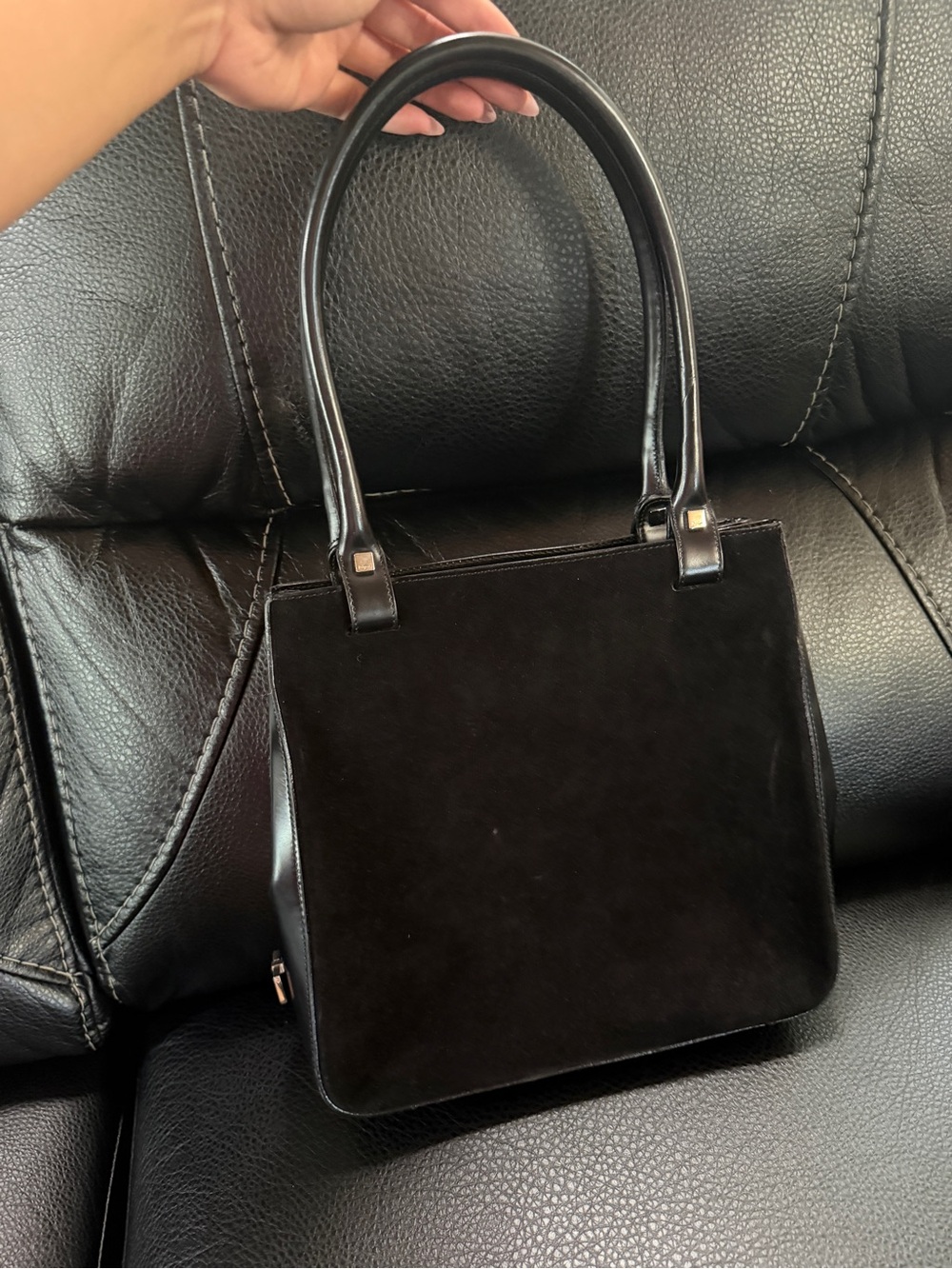 Salvatore Ferragamo Black Suede and Leather Tote